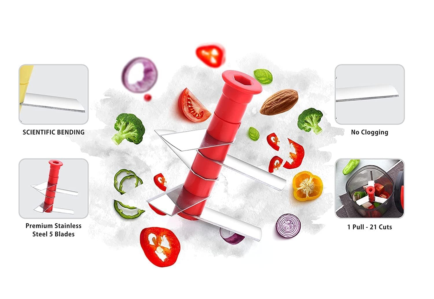 Square 1000ml Chopper - High-Performance Food Processor for Quick Chopping and Slicing