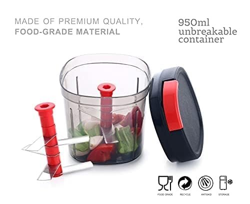 Square 1000ml Chopper - High-Performance Food Processor for Quick Chopping and Slicing