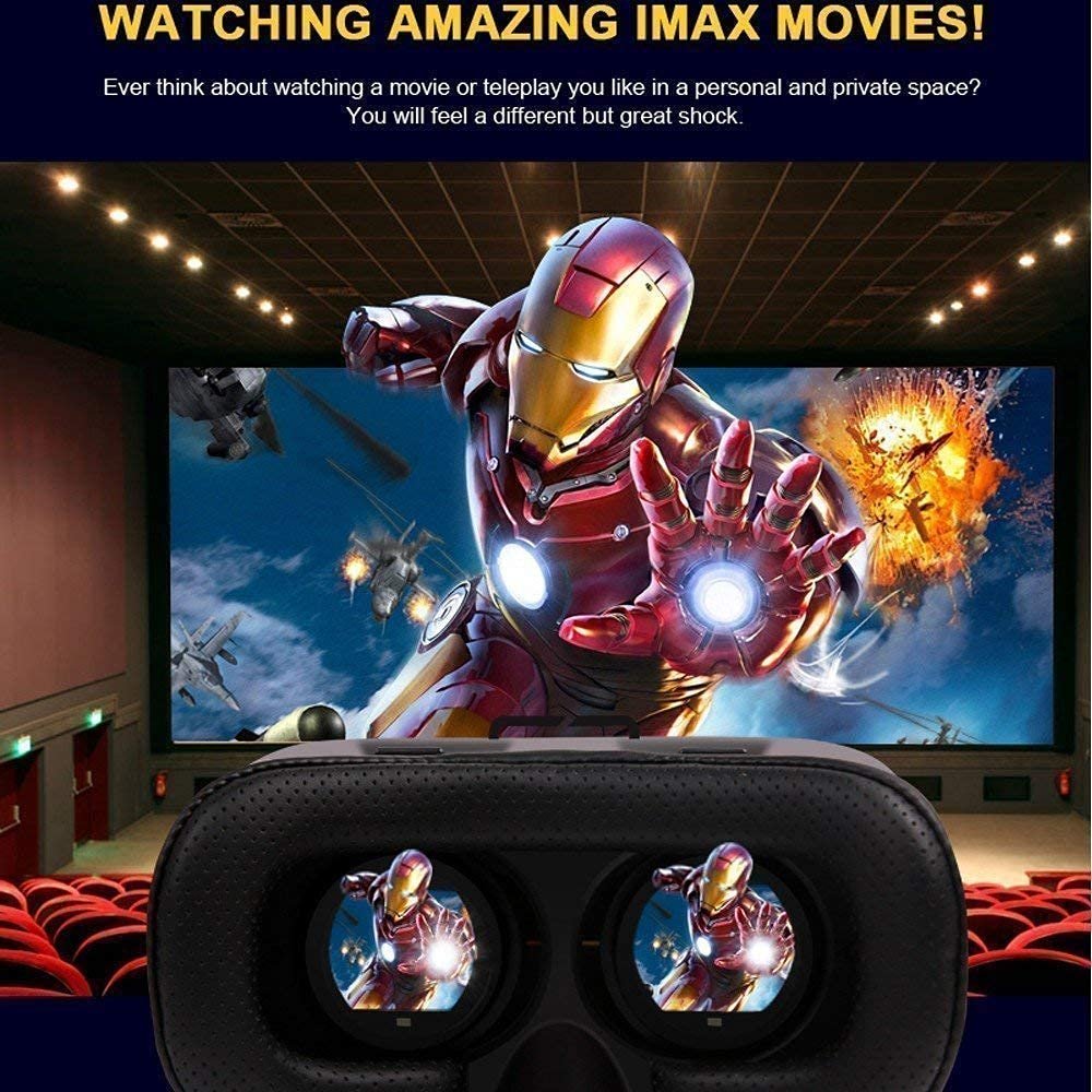 3D VR Box Virtual Reality Glasses for iPhone & Android, Adjustable Headset with HD Lens, Immersive VR Experience, Compatible with 4-6.5 inch Smartphones