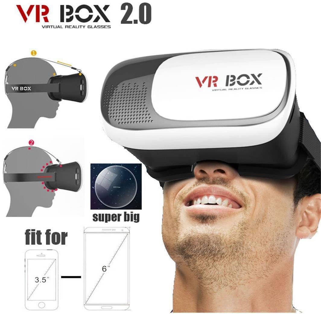 3D VR Box Virtual Reality Glasses for iPhone & Android, Adjustable Headset with HD Lens, Immersive VR Experience, Compatible with 4-6.5 inch Smartphones