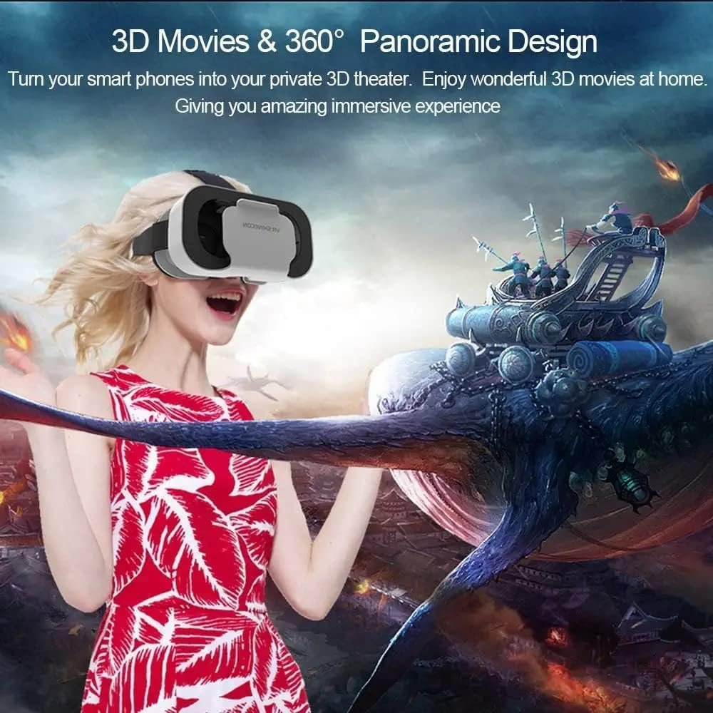 3D VR Box Virtual Reality Glasses for iPhone & Android, Adjustable Headset with HD Lens, Immersive VR Experience, Compatible with 4-6.5 inch Smartphones