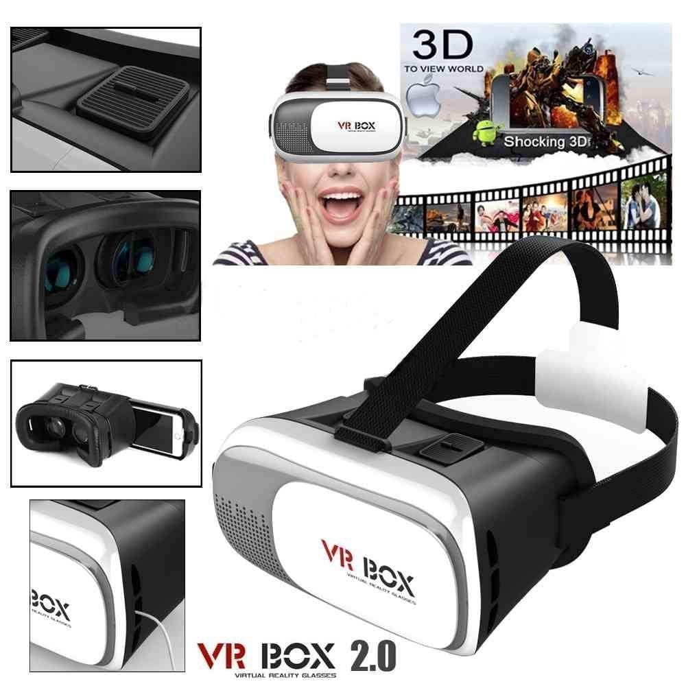 3D VR Box Virtual Reality Glasses for iPhone & Android, Adjustable Headset with HD Lens, Immersive VR Experience, Compatible with 4-6.5 inch Smartphones