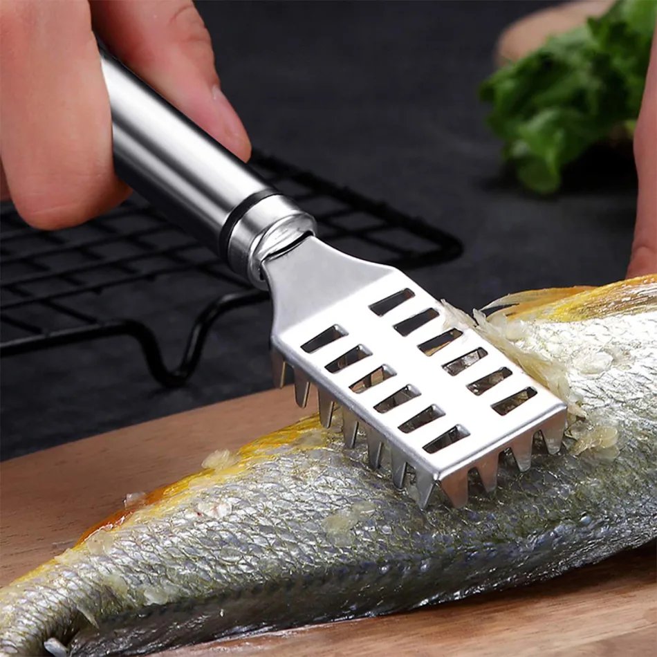 Fish Scale Remover - Stainless Steel Fish Scaler Tool for Easy, Mess-Free Scaling | Ergonomic Handle, Durable, Easy to Clean