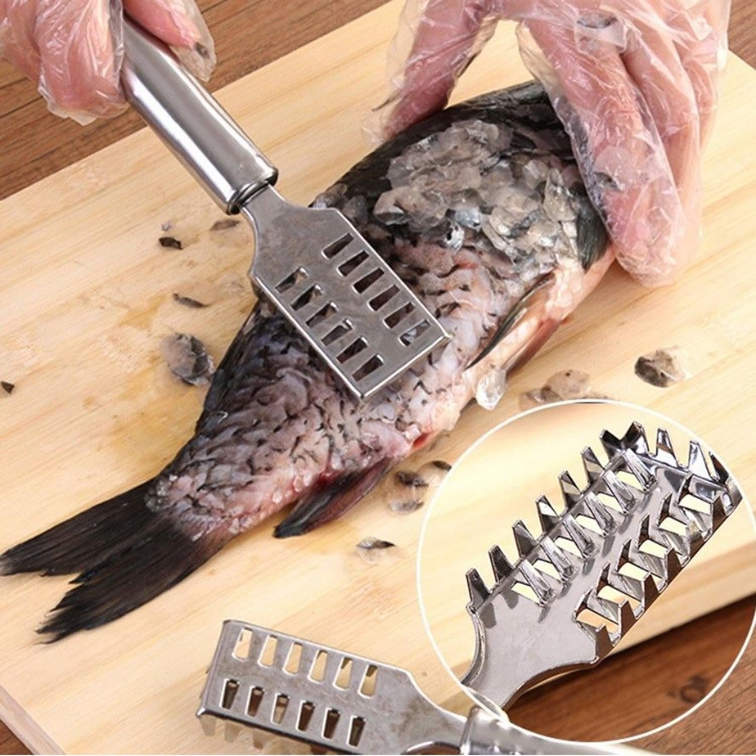 Fish Scale Remover - Stainless Steel Fish Scaler Tool for Easy, Mess-Free Scaling | Ergonomic Handle, Durable, Easy to Clean