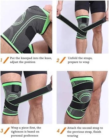 Knee Strap – Green, Adjustable Compression Brace for Knee Pain Relief, Patella Support, Arthritis, Tendonitis, and Sports Injuries, Comfortable, Breathable, and Durable