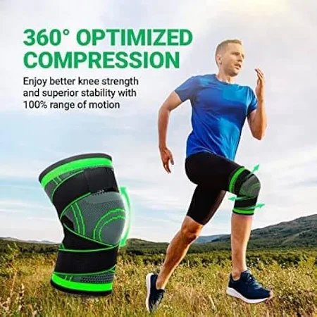 Knee Strap – Green, Adjustable Compression Brace for Knee Pain Relief, Patella Support, Arthritis, Tendonitis, and Sports Injuries, Comfortable, Breathable, and Durable