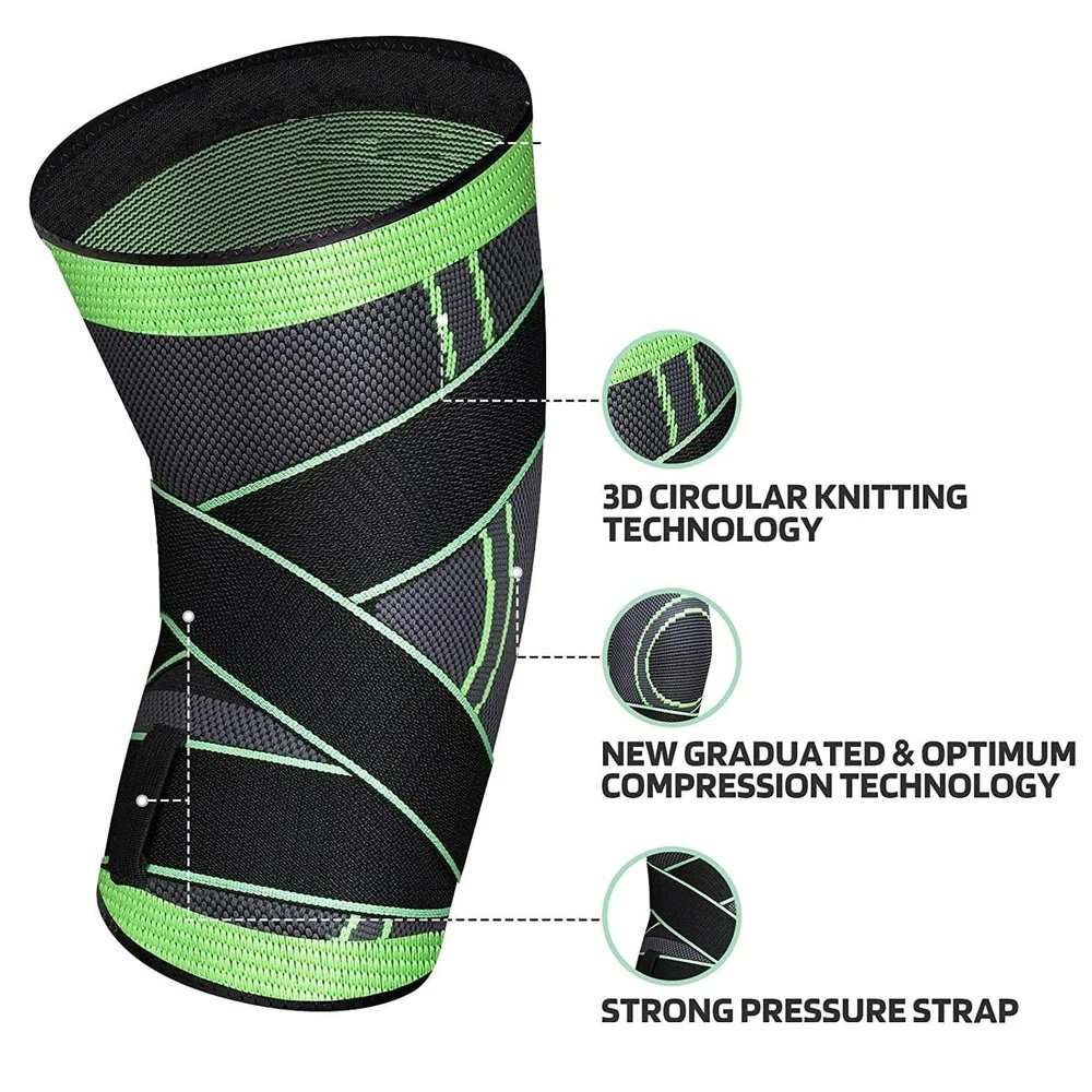 Knee Strap – Green, Adjustable Compression Brace for Knee Pain Relief, Patella Support, Arthritis, Tendonitis, and Sports Injuries, Comfortable, Breathable, and Durable