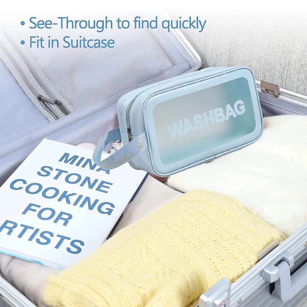 Square Wash Bag - Blue | Stylish & Compact Toiletry Organizer for Travel and Daily Use