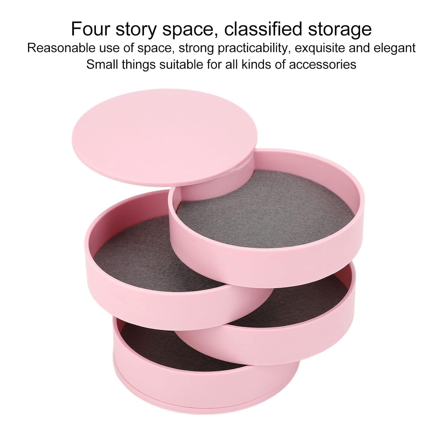 Rotating Jewelry Box - Pink – Elegant Rotating Organizer for Rings, Necklaces, Earrings, and Bracelets, Stylish & Functional Storage Solution, Ideal for Home Use and Gifts