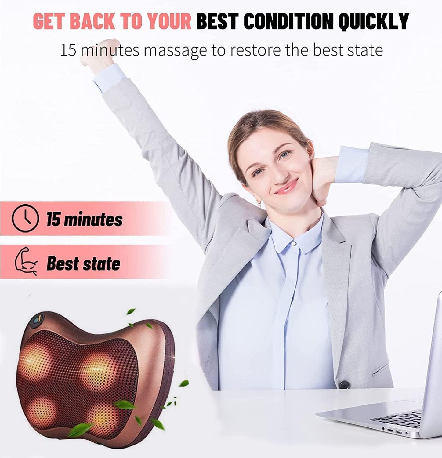 Car Massager Pillow – Neck and Back Massager Cushion for Relaxation, Pain Relief, and Comfort, Ideal for Use in Car, Home, and Office