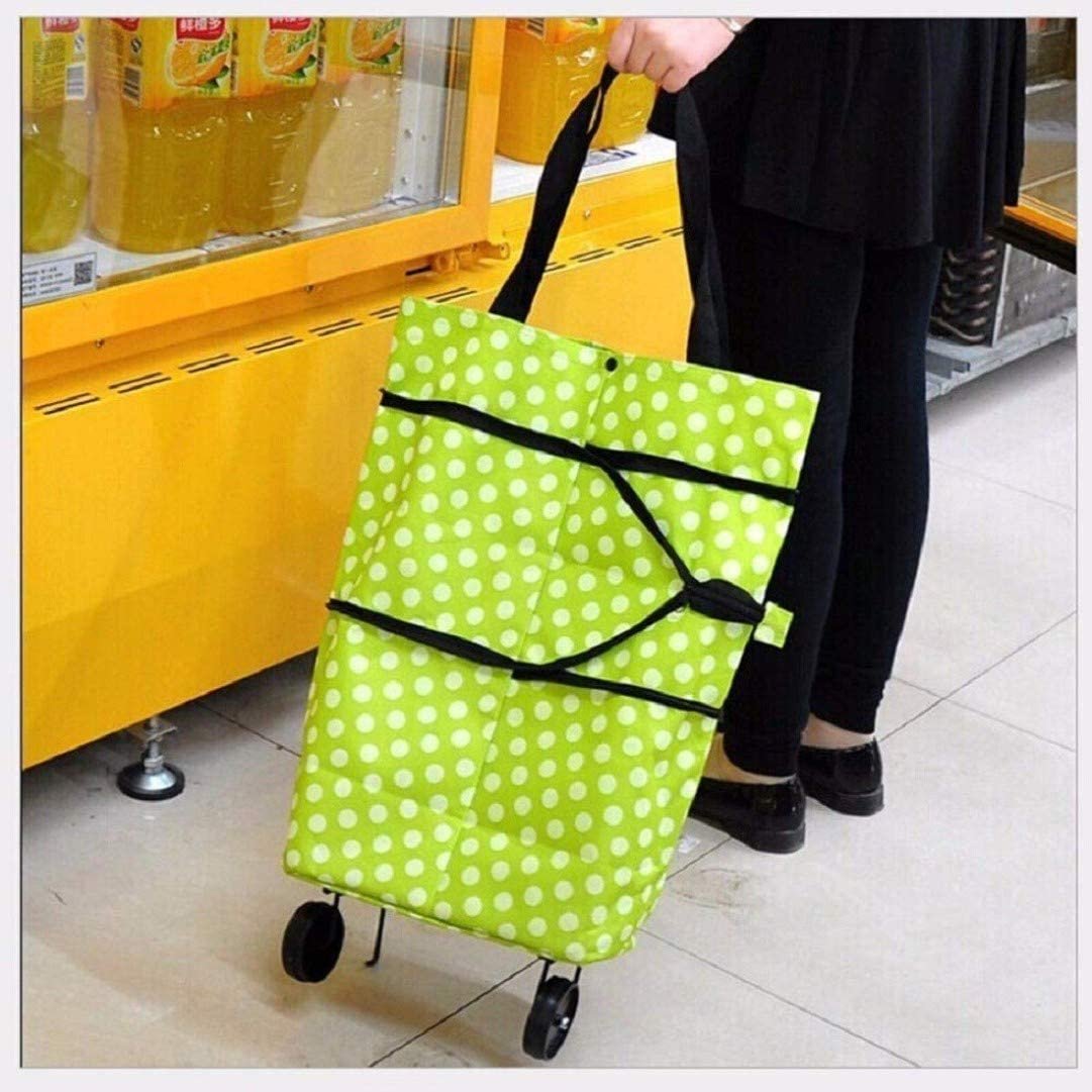 Shopping Bag and Trolley Bag with Wheels | Foldable, Lightweight Travel Bag for Groceries, Shopping & Travel | Durable & Spacious