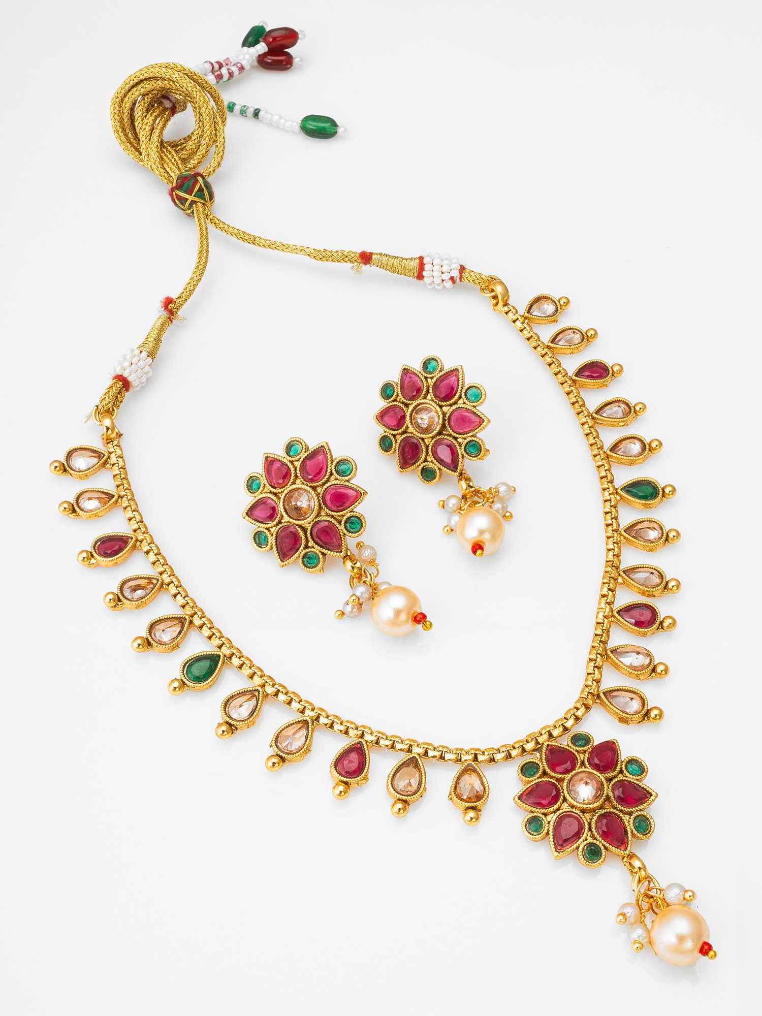 Dazzling Gold Necklace Set with Earrings – Crafted for Perfection