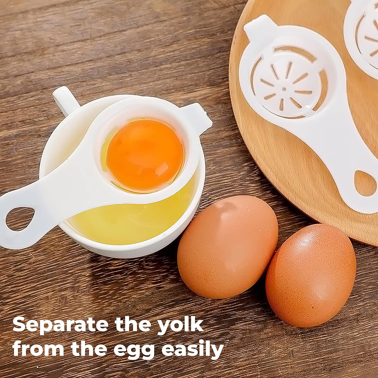 Egg Separator - Plastic Egg Yolk and White Separator, Easy-to-Use Kitchen Tool for Baking, Cooking, and More