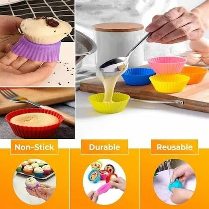 Silicone Cupcake Molds (Set of 6) | Non-Stick Muffin & Baking Cups