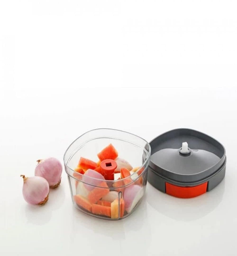 Square Manual Handy Chopper ? Mini Food Processor for Vegetables, Nuts & Herbs ? Pull-Cord Mechanism ? BPA-Free Plastic ? Easy to Clean (Compact & Lightweight) 

