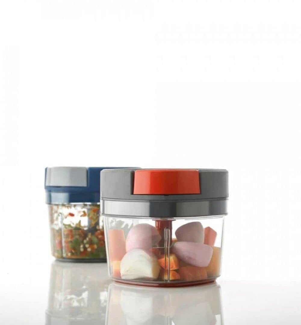 Square Manual Handy Chopper ? Mini Food Processor for Vegetables, Nuts & Herbs ? Pull-Cord Mechanism ? BPA-Free Plastic ? Easy to Clean (Compact & Lightweight) 

