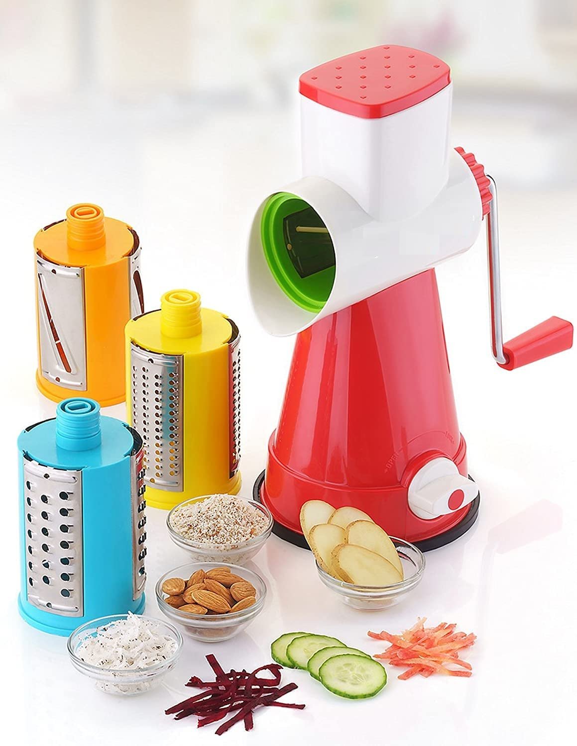 4 IN 1 SHREDDER SLICER (ROTARY CUTTER) ? Versatile Kitchen Tool for Easy Slicing, Dicing, and Shredding


