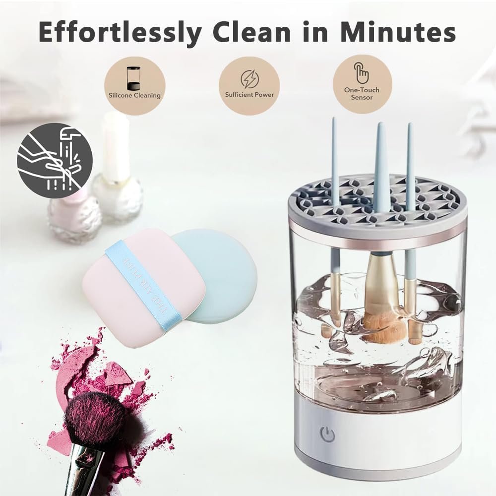 Makeup Brush Cleaner ? Electric Spin Brush Cleaning Machine with Bowl & Dryer for Deep Cleaning | Fast & Easy Brush Washer for All Makeup Brushes