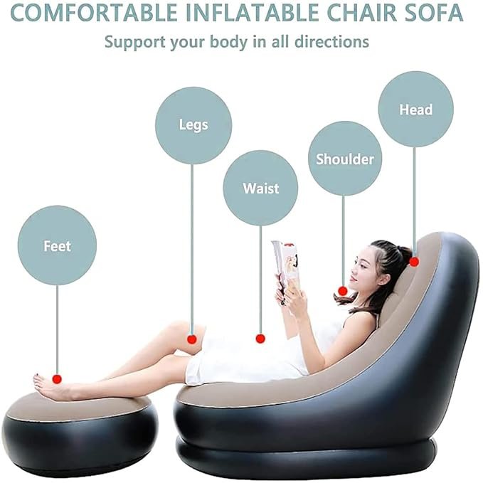Inflatable Air Sofa ? Portable Lounger Couch for Indoor & Outdoor Use, Waterproof & Lightweight Blow-Up Sofa for Camping, Travel, Beach & Home