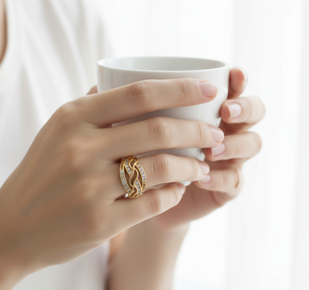 AD Finger Ring for Women | Elegant Adjustable Alloy Ring | Traditional & Contemporary Fashion Jewelry