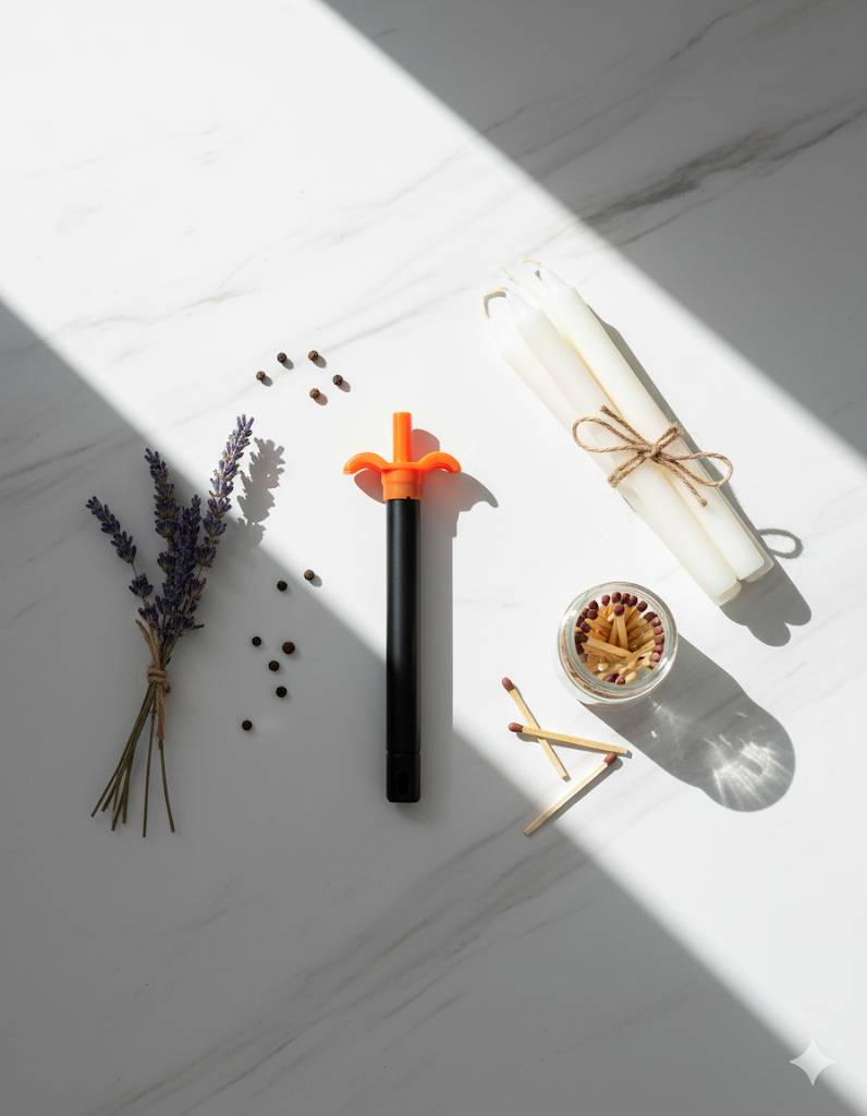 Black Refillable Lighter | Windproof & Durable | Portable Utility Lighter for Home & Outdoors