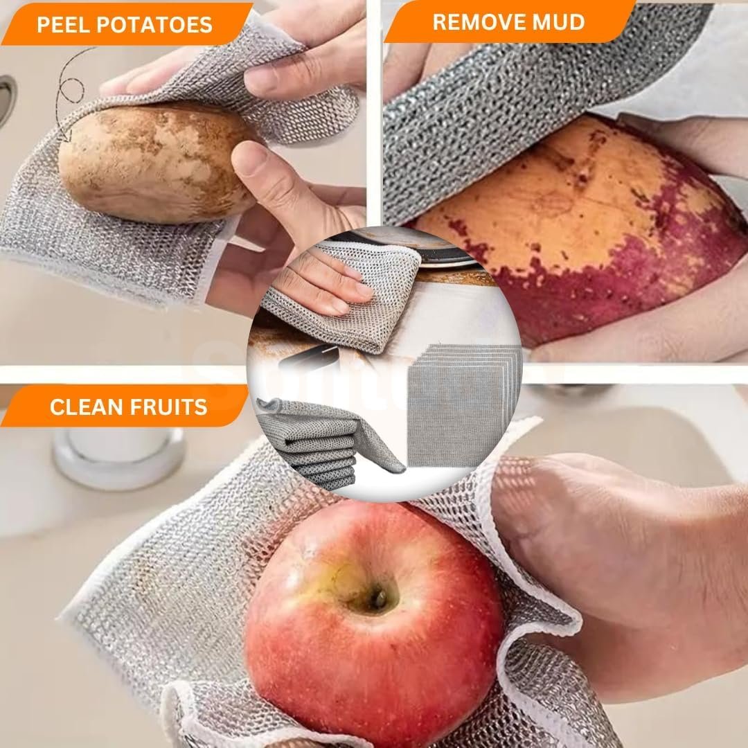 Steel Wire Dish Cloth 25-Pack – Heavy-Duty Scrubbing Cloths for Tough Cleaning, Rust-Resistant Metal Mesh Scrubbers for Pots, Pans, Dishes & Kitchen Use