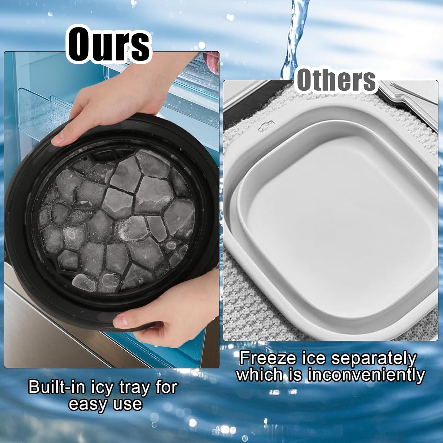 Silicone Face Bowl for Ice with Built-In Icetray, Collapsible Face Tub for Ice Bath, Facial Ice Plunge Bowl, Ice Water Facials at Home